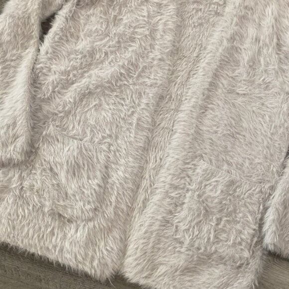 Free People Eyelash Long Cardigan Open Sweater Women's XS Light Gray White Boho - Picture 12 of 12